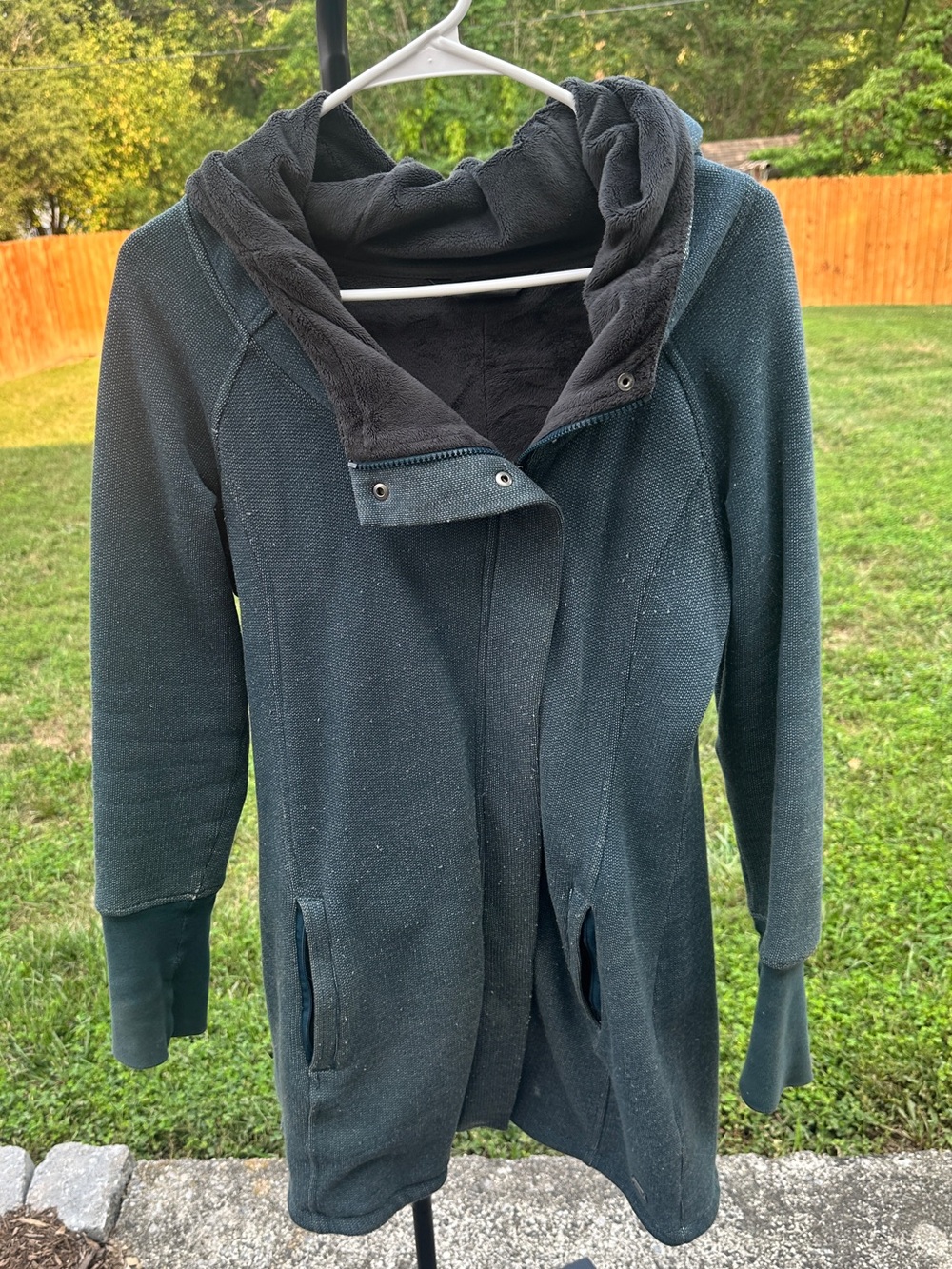 The North Face Blue Teal Plush Dionne Zip Up Jacket Coat with Hood M *AS-IS